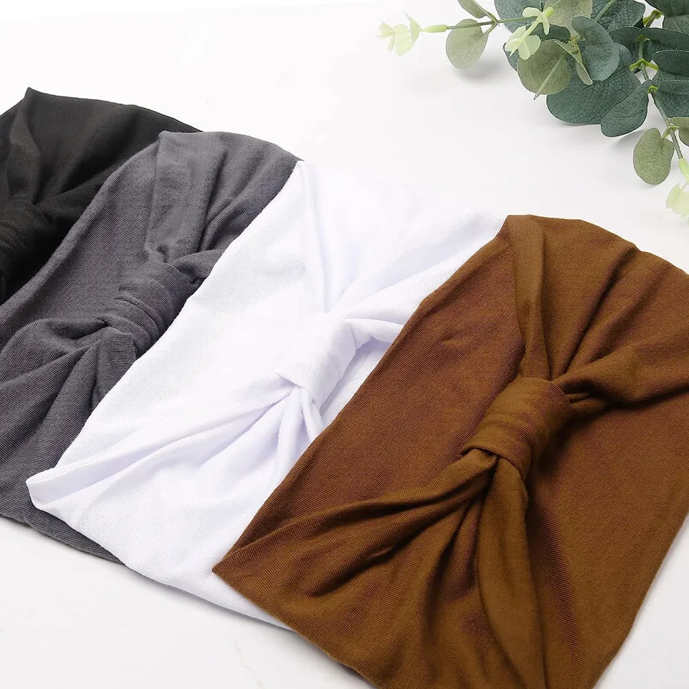 Breite Stirnbänder für Frauen, stilvolle Kopfwickel, Boho-Haarbänder, Sport, Yoga, Turban, Baumwolle, rutschfestes Bandana, Haar-Accessoires – Detail 13