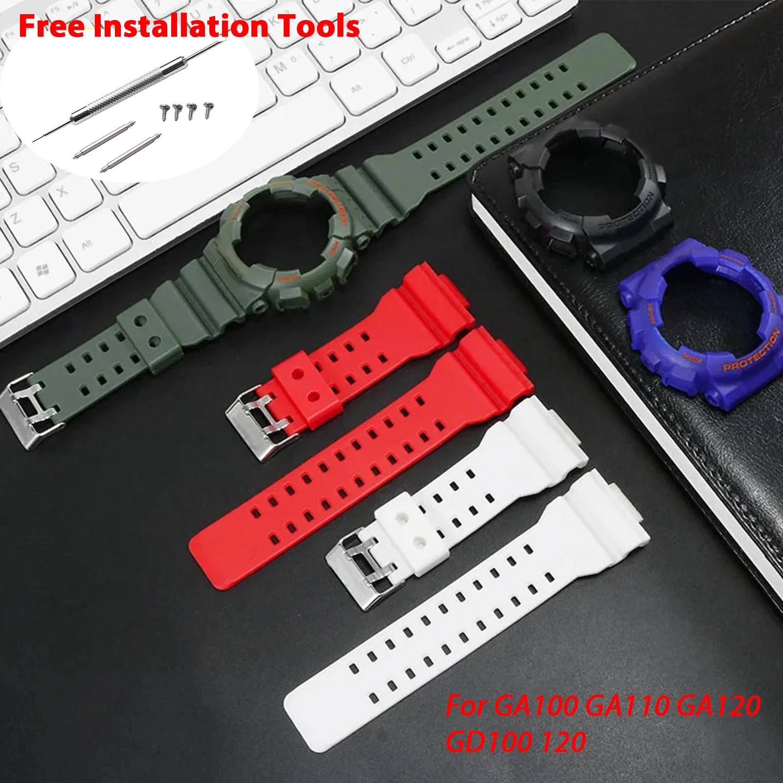 For G-SHOCK GA100 GA110 GA120 GD100 120 Watch Strap case for Casio gshock Men Matte Wristwatch Bezel Sport Silicone Case Band