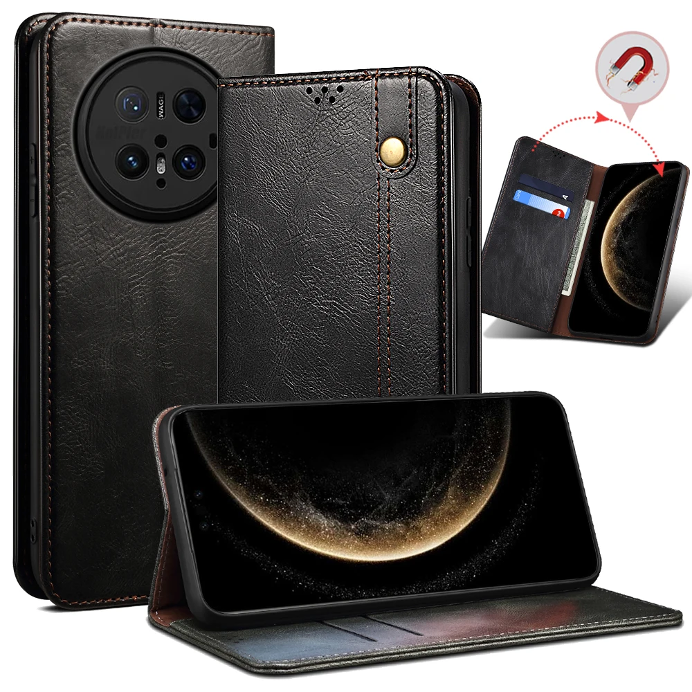 

Роскошный кожаный флип-чехол-кошелек для HUAWEI Mate 70 PRO/Mate70, слот для карт, подставка, магнитный задний чехол для телефона, защитная сумка для дома