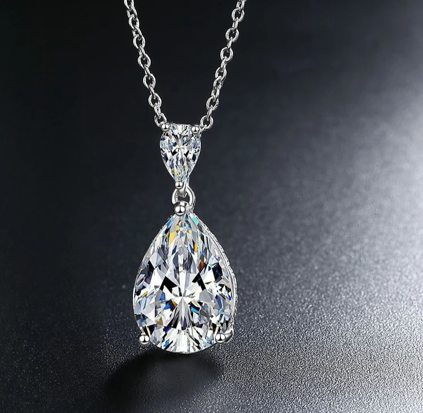 

925 Sterling Silver Necklace Zircon Water Droplet Pendant for Women Wedding Jewelry Fine Accessories Fashion Party Gifts