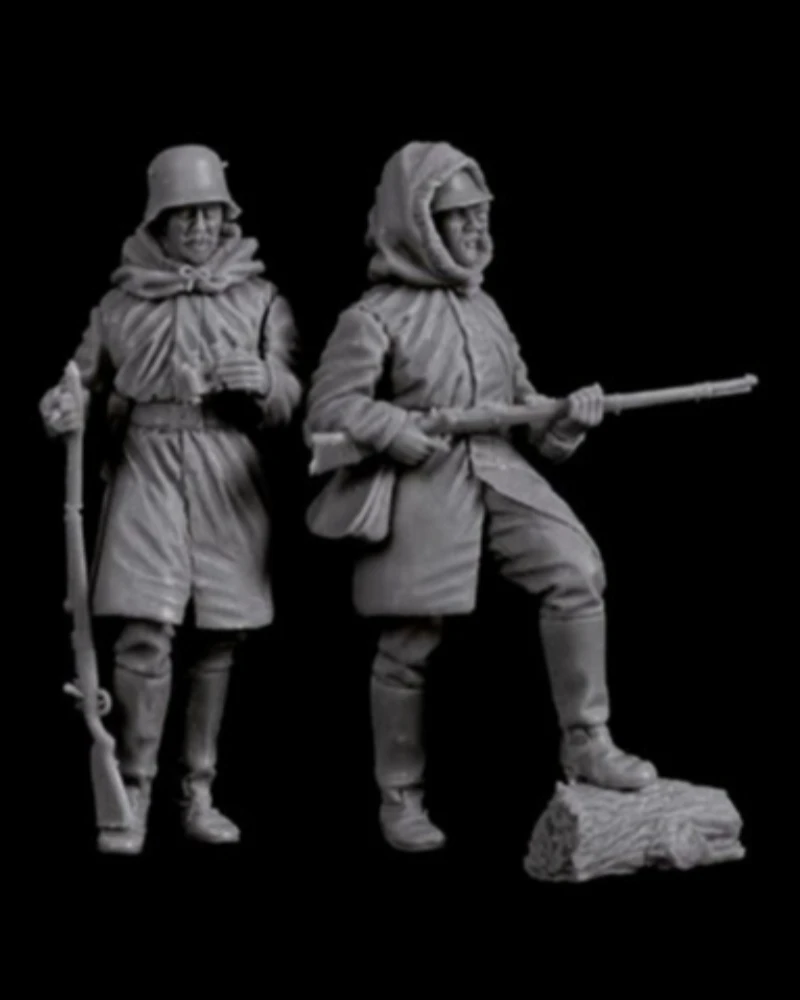 1/35 Scale Die-Cast Resin Figure Model Kit WWI German Snipers Set 2 Figures Unassembled and Unpainted