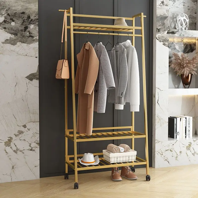 

Modern Simple Double Pole Bedroom Hangers hang Clothes, Jackets, Skirts, Shirts, Sweaters, Coat Racks Gold