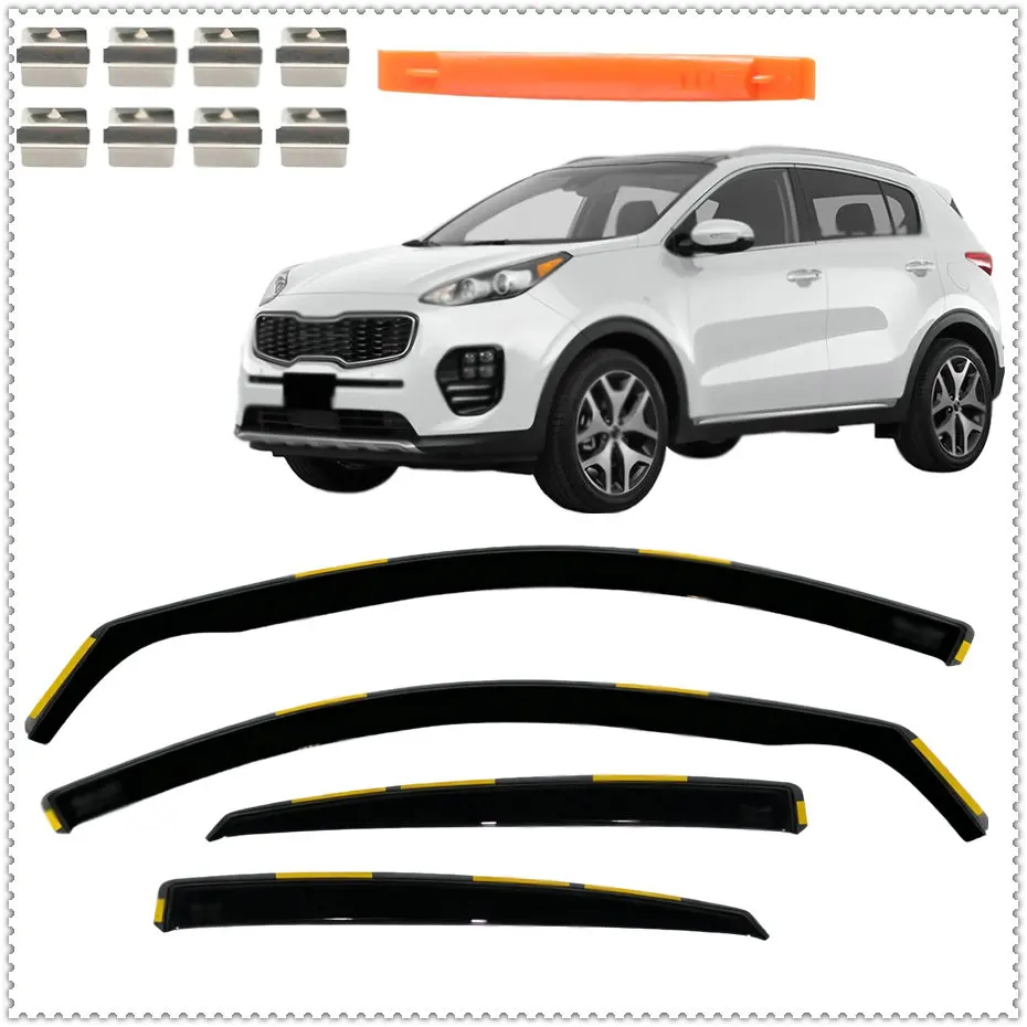 4pcs Side Window Deflectors Rain Visors For Kia For Sportage MK4 2019-2016-2021 In-Channel Car Window Wind Deflectors