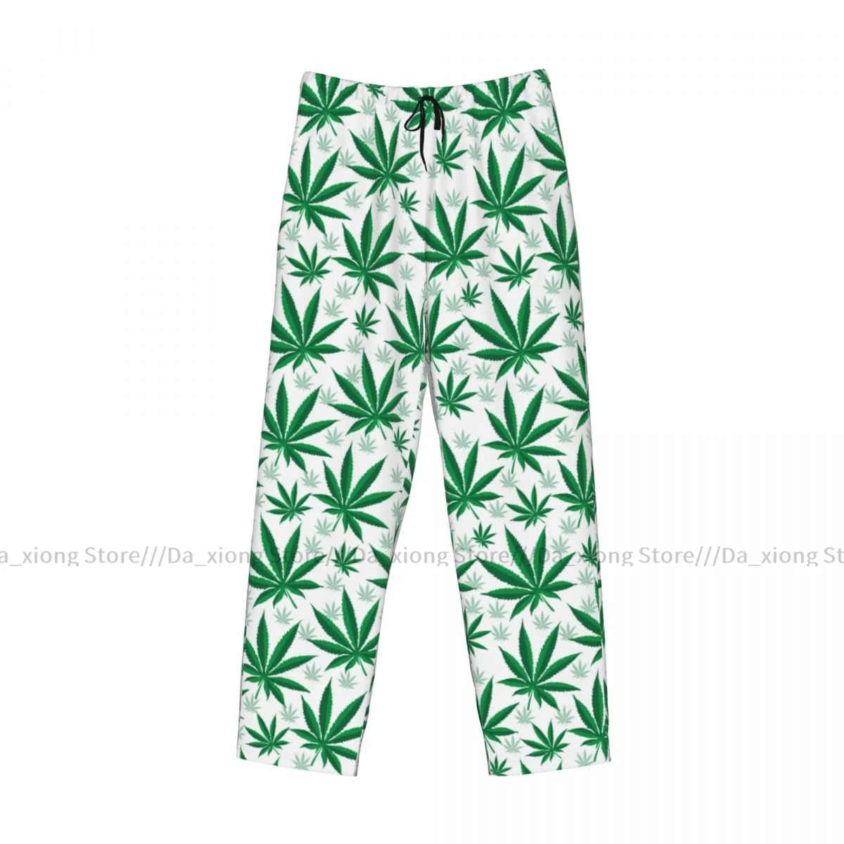 Mens Casual Pajama Long Pant Loose Elastic Waistband Herb Leaves Cozy Sleepwear Home Lounge Pants