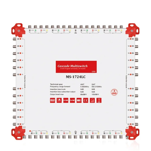 17 entrées 24 sorties Satellite Multiswitch Diseqc 2.0 C et Ku Band Cascadae Satellite Multiswitch