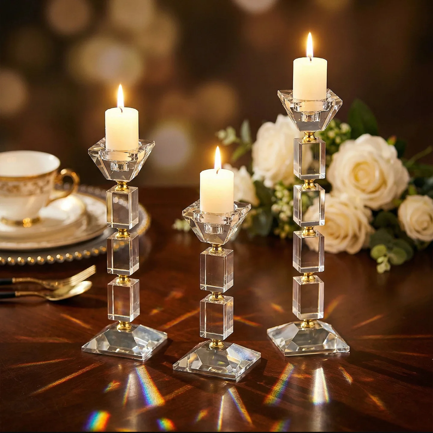 Crystal Diamond Candlestick Wedding Festival Candle Holder Candlelight Dinner Romantic Decoration Ornaments