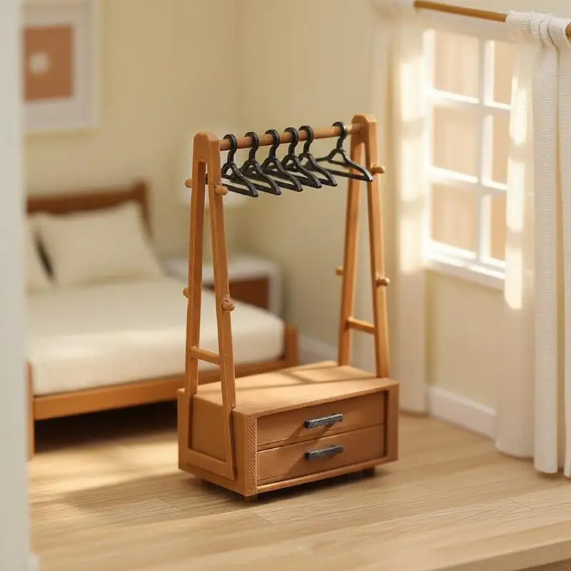 (.) 1 Set Dollhouse Models Mini Hanger Miniature Furniture Dry Rack Apparel Hangers Dollhouse Accessory