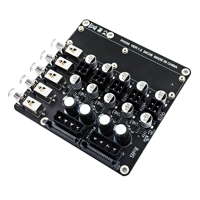 Power Control Switch Switcher 2x SATA + 2x 4Pin to ATX Quad for HDD CD-ROM 4Pin 5/12V Power Supply Breakout Board Module Adapter