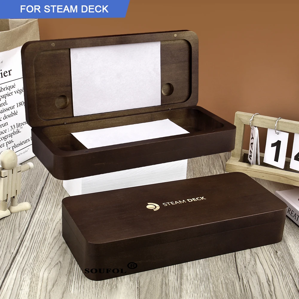 NEW For Steam Deck Wooden Magnetic Hard Storage Table Box Anti-drop shockproof Unique Style Storage Holder Case for Steam Deck