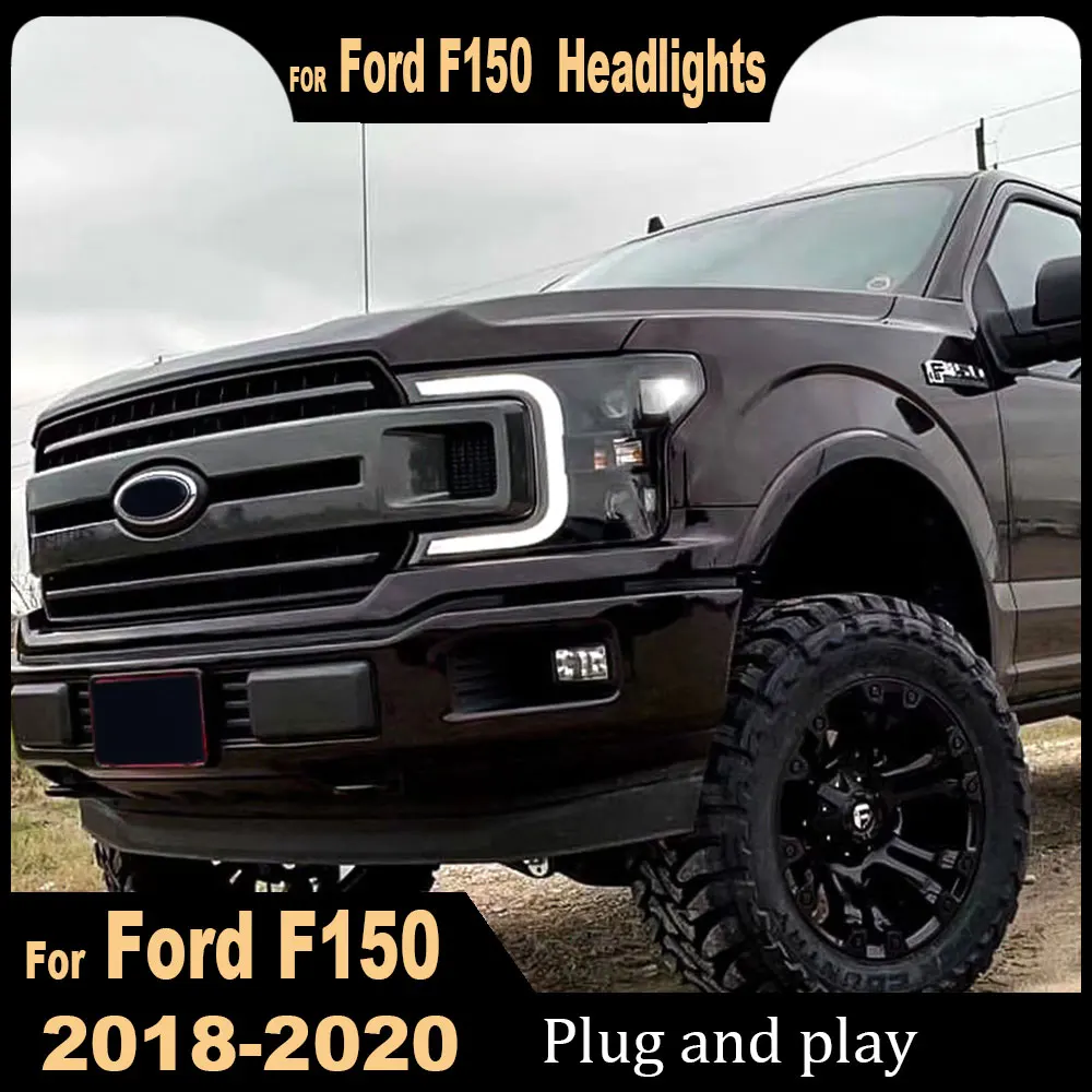 Car Headlights for Ford F150 SVT RAPTOR 2018 2019 2020 headlight assembly modified LED daytime running lights double lens 2pcs