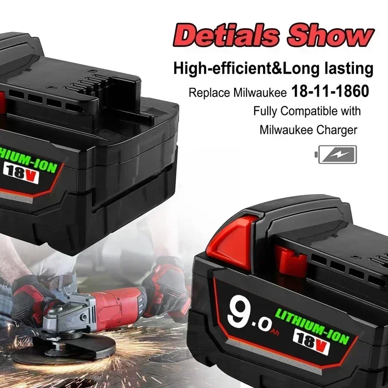 Substituição de 18v 12.0ah para bateria de lítio milwaukee m18 xc 48-11-1860 48-11-1850 48-11-1840 48-11-1820 baterias recarregáveis