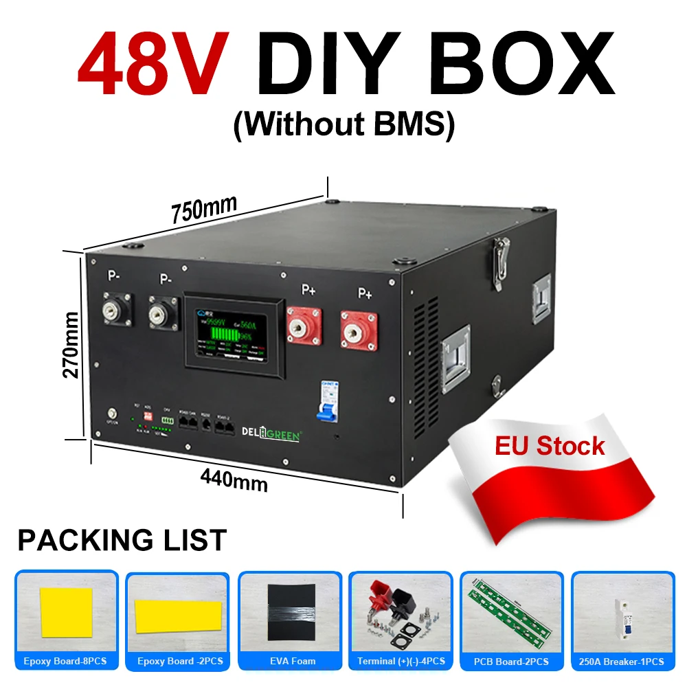 DIY 48V LiFePO4 Batterij Obudowa Box Case met JK 16S 200A Smart BMS Kits V19 2A Actieve Balancer thuis Energieopslagsysteem