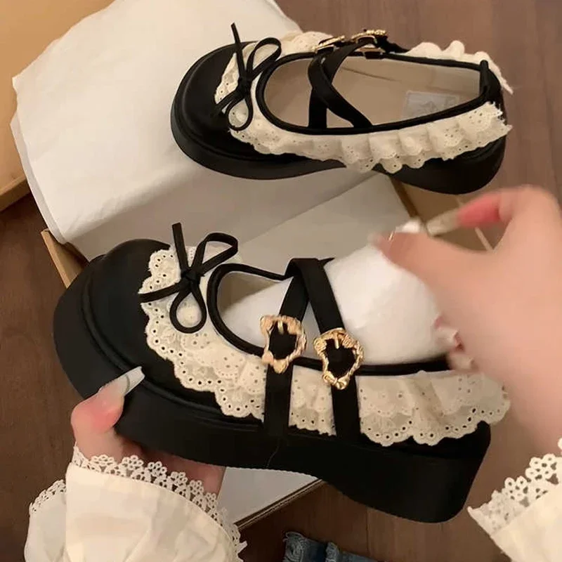 

Pop Designer Women's Mary Jane Shoes With Elegant Butterfly-Knot Thick Heel Fashionable Party Dress Footwear Platform Sandals