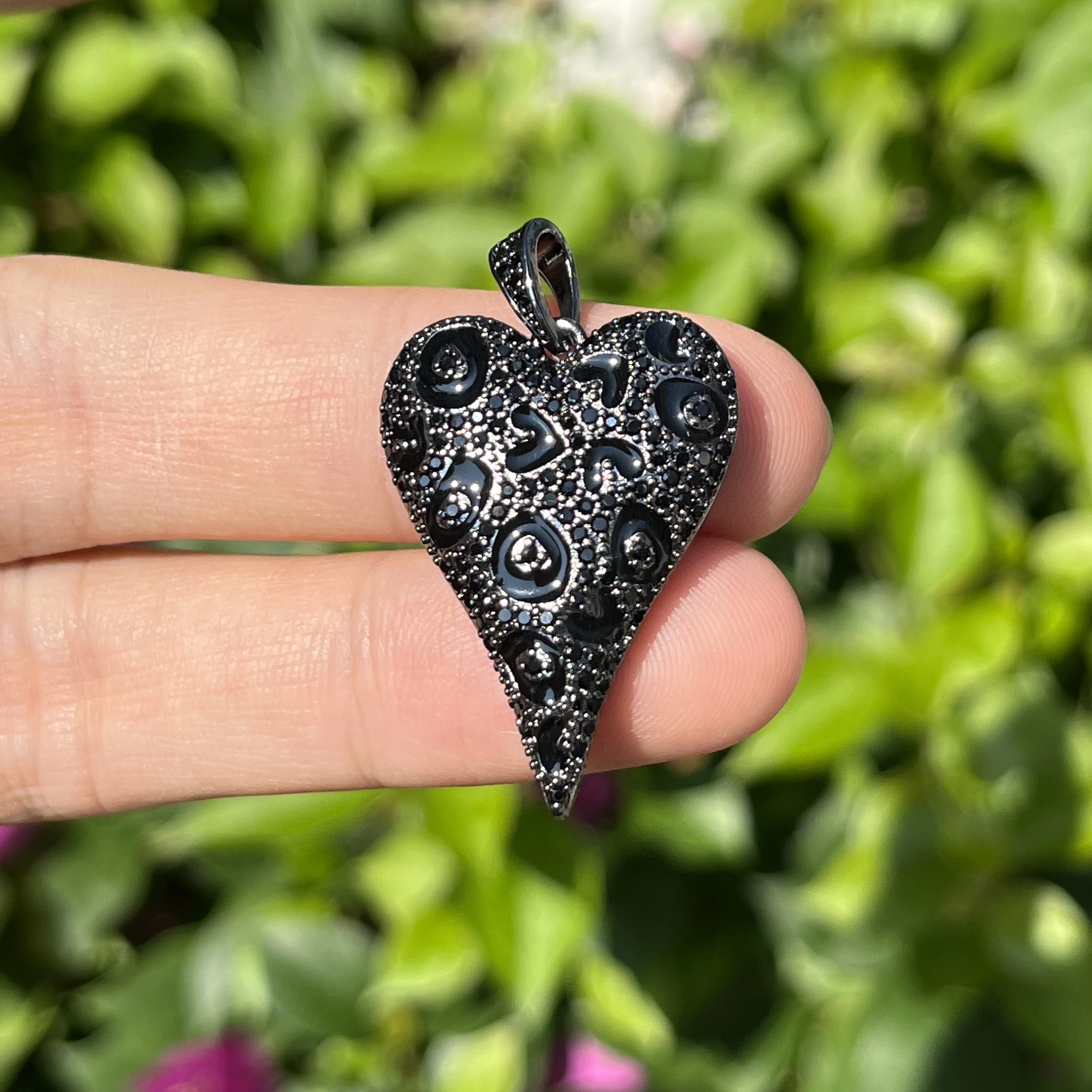 5Pcs Cubic Zirconia Pave Heart Charm Leopard Print Pendant For Woman Fashion Handcrafting Jewelry Bracelets Necklace Accessories