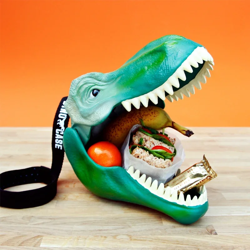 Dinosaur lunch box, dinosaur head storage box three-dimensional fun portable creative cartoon