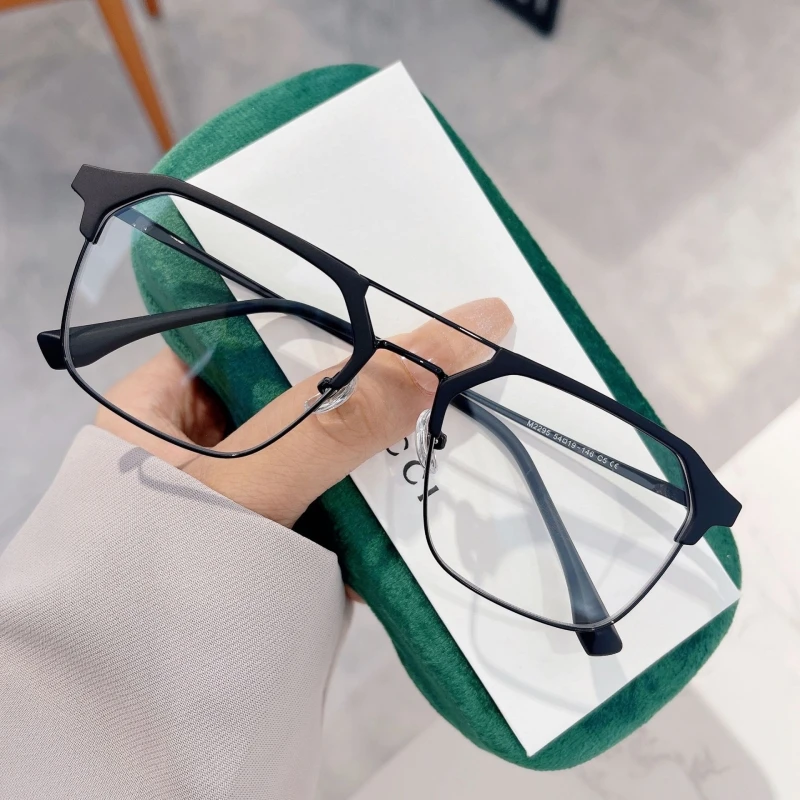 Men Women Double Beam Minus Diopter Eyewear Anti-blue Ray Myopia Glasses Retro Near Sight Eyeglasses Trend Prescription Glasses