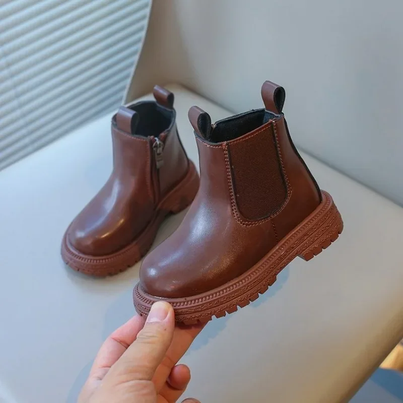New Children Flat Short Boots Boys Girls Casual Retro Mid-calf Short Boots School Uniform Shoes Kids Wear-resistant Casual Shoes