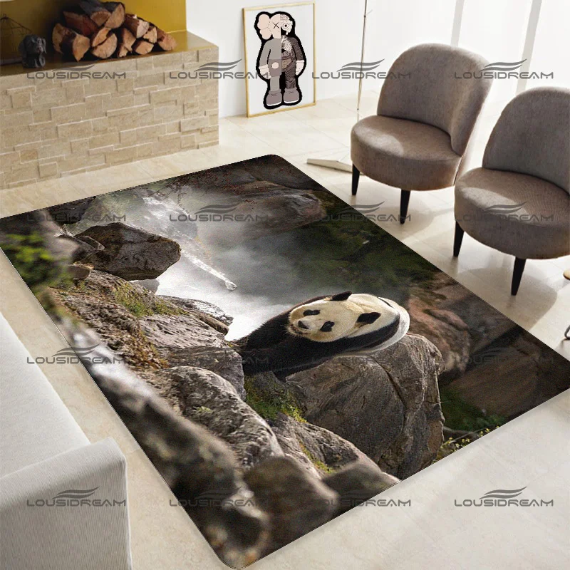 

Landscape Panda Art Deco Carpet Square Flannel Animal Pattern Carpet Modern Home Living Room Rugs Bedroom Carpet