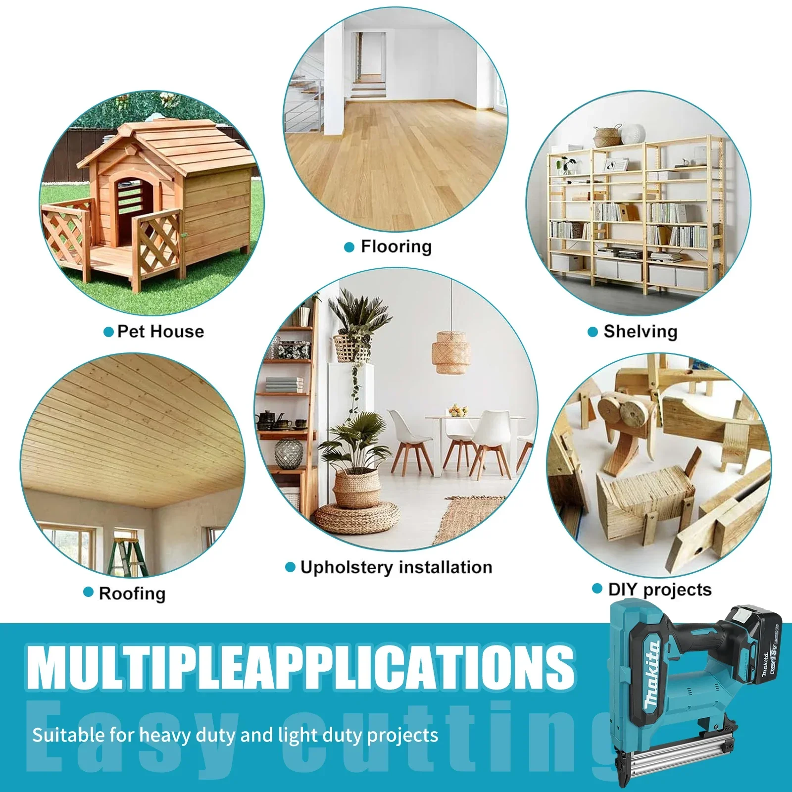 مسدس مسامير ماكيتا ليثيوم أيون: 18 فولت، بطارية 6.0 أمبير، سعة 100 مسمار، لاسلكي، مثالي للأرضيات والرفوف والمشروعات الخشبية التي تصنعها بنفسك