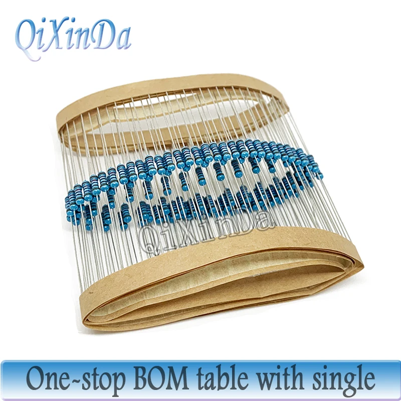 5000pcs 1/4W Resistance 0.1R~10M 1%  2.2R 10R 47R 100R 220R 470R 1K 2.2K 10K 100K 220K 1M ohm Metal Film Resistor Series 0.25W