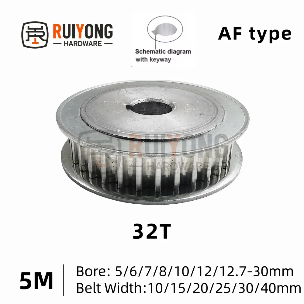 

HTD 5M Timing Pulley 32Teeth AF Type Bore 5-32mm Belt Width 10/15/20/25/30/40mm 5M32T Synchronizing wheel, Toothed Belt Pulley