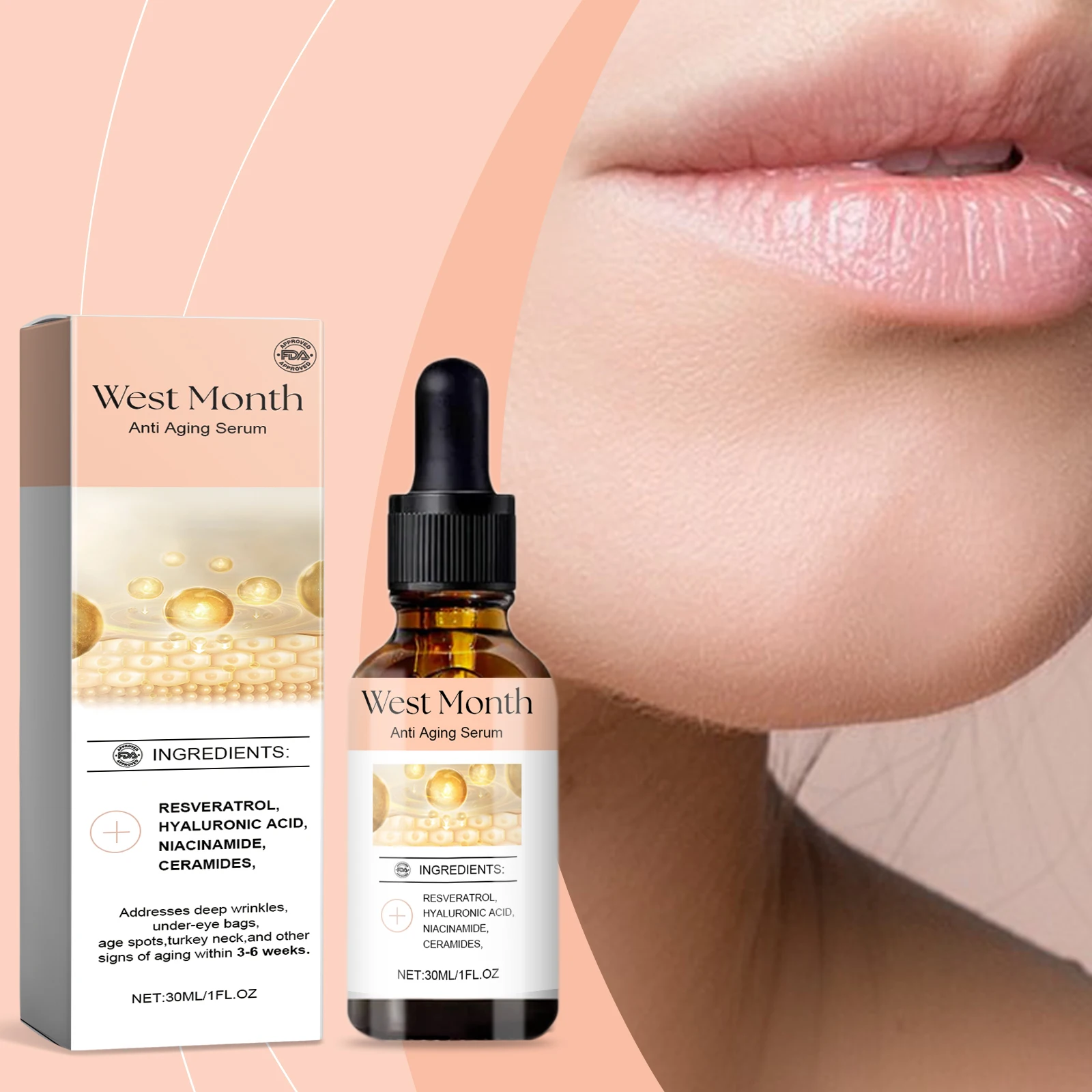 

West & Month Facial Essence Enhances Skin Elasticity, Hydrates and Moisturizes Facial Moisturizing Skin Care Essence Firms Skin