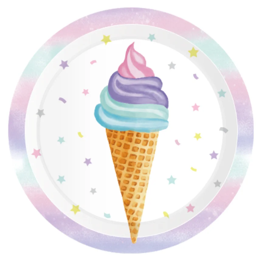 Ice Cream Theme Birthday Balloon Party Decoration Ice Cream Tableware Set Banner Tablecloth Cups Plates For Baby Shower Gifts view 2