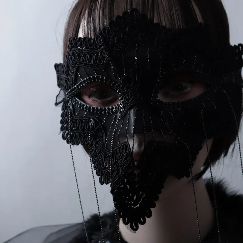 Maschera per travestimento da donna Costume di Halloween Puntelli per feste Cantante in maschera Carnaval Maschera per occhi in pizzo per balli di ballo