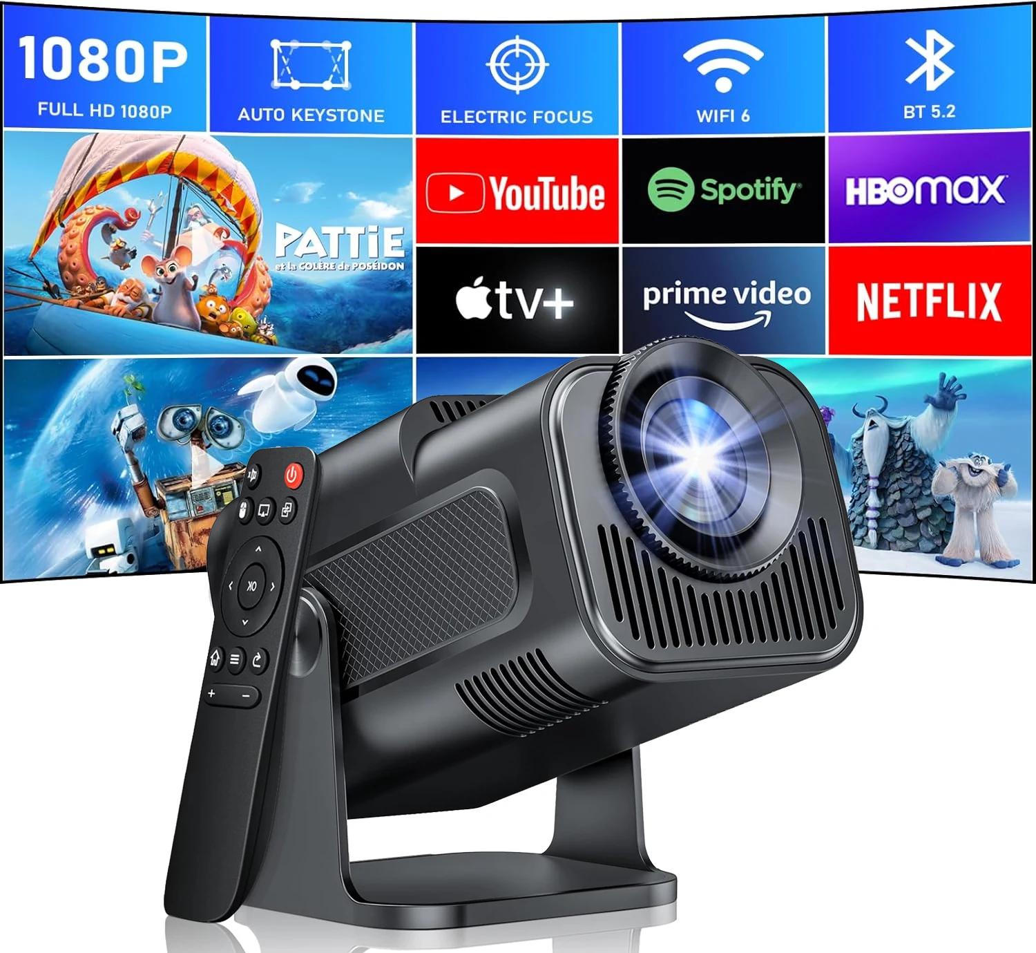 

New KaiAqua HY320 Projector Android 11 390ANSI HD 4K Native 1080P Dual Wifi6 BT5.0 Cinema level Portable Projetor HY300 Upgrated