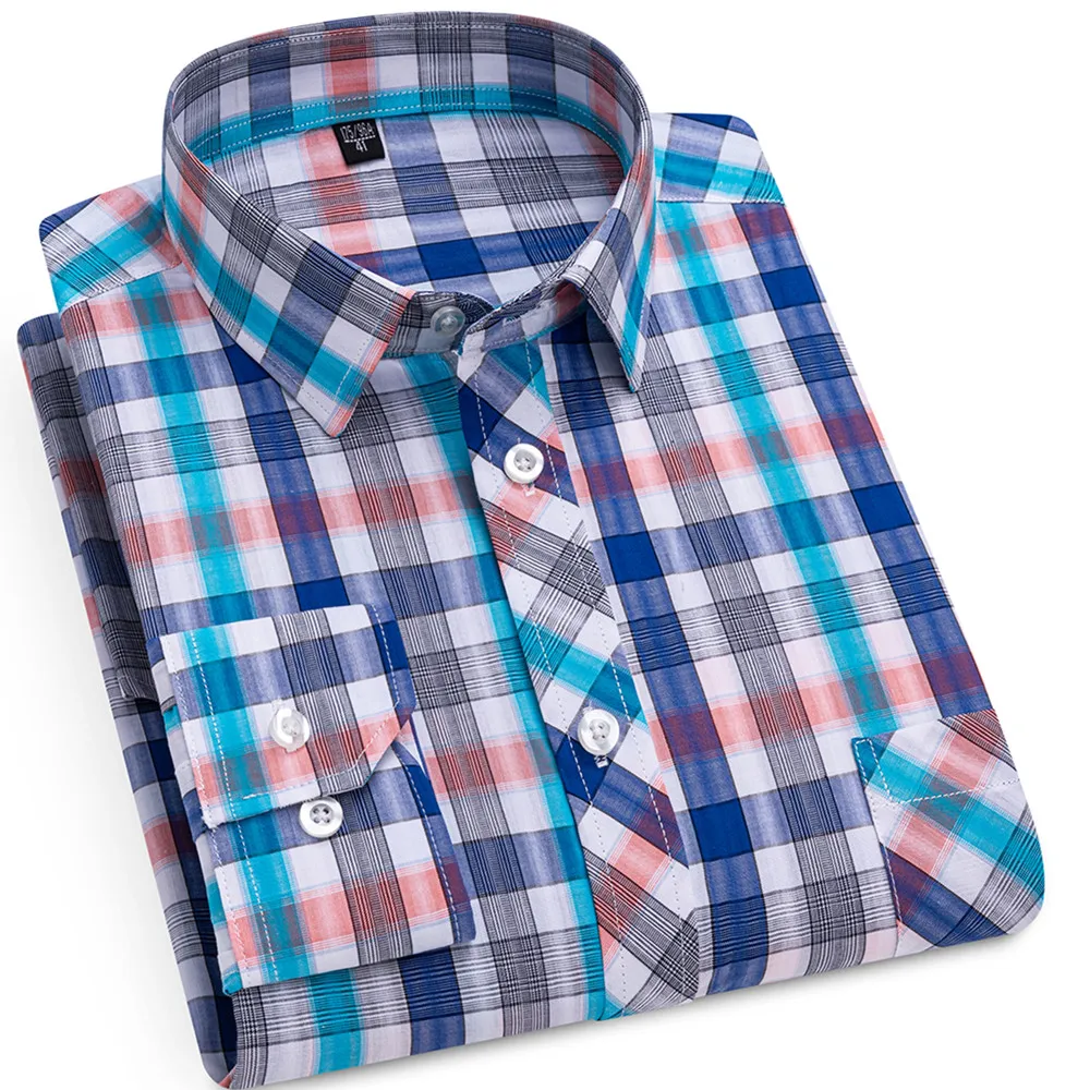 Camicie scozzesi da uomo moda primavera autunno manica lunga 100% puro cotone di buona qualità sottile morbido classico abbigliamento maschile casual di base