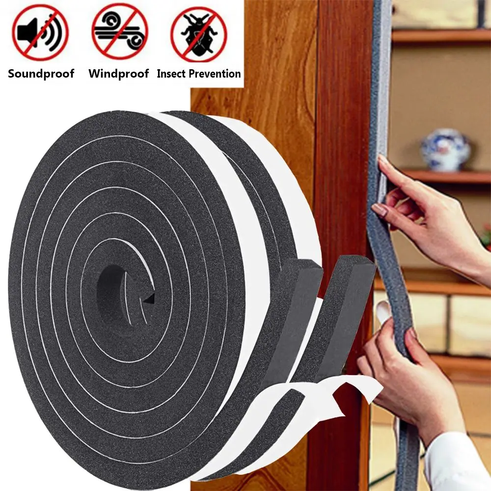 2M/Roll Foam Door Window Sealing Strip Weather Stripping Self-Adhesive Soundproof Windproof Dustproof Draught Excluder