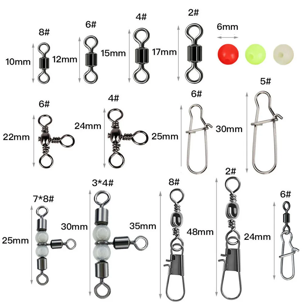 Imagem -02 - Pesca Swivels Kit Acessórios Combater Box Grupo Rolling Barrel Swivel Snap Way Linha Conector de Alta Resistência 140 Pcs