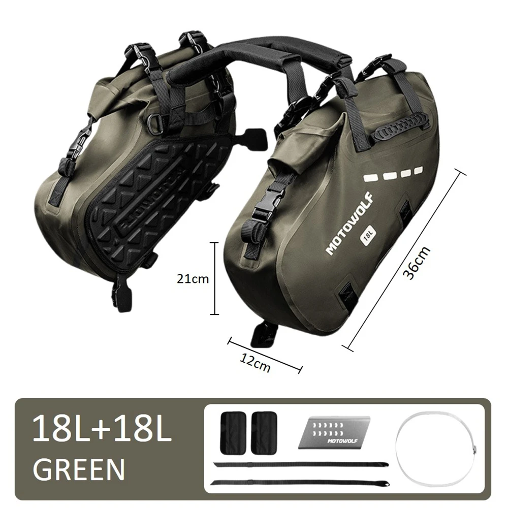 Motorradtasche, 100 % wasserdicht, 18 l/48 l, großes Fassungsvermögen, 2 Stück, universelle Passform, Motorrad-Gepäckträgertasche, Sattel-Seitentaschen