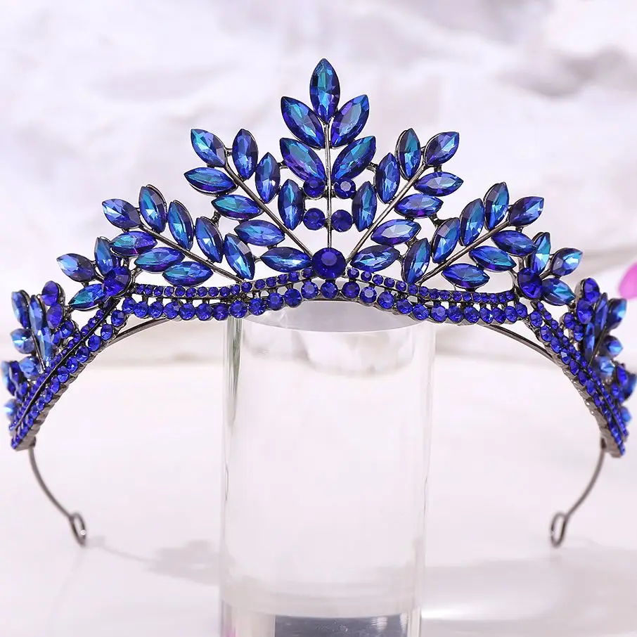 DIEZI 7 Colors Vintage Baroque Crystal Opal Crown Women Wedding Party Gift Bride Queen Bridal Tiaras Hair Accessories Headbands