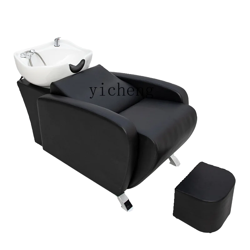 HSN Barber Shop Shampoo Bed Barber Shop Flush Half Lying Beauty Bed Ceramic Basin Shampoo Bed