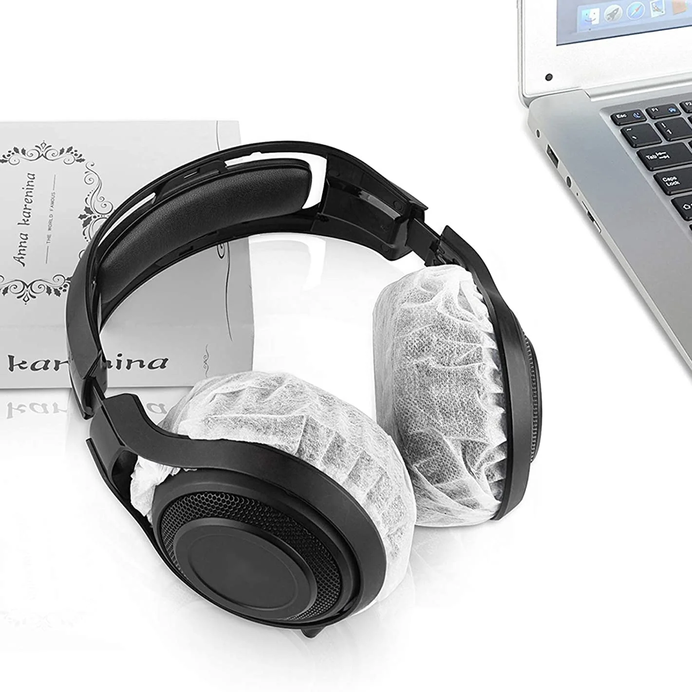 A62T-100Pairs Stretchable Headphone Covers, Disposable Earcups for AKG K712, K702, K701, K550 / 4.72-Inch Over-Ear Headset