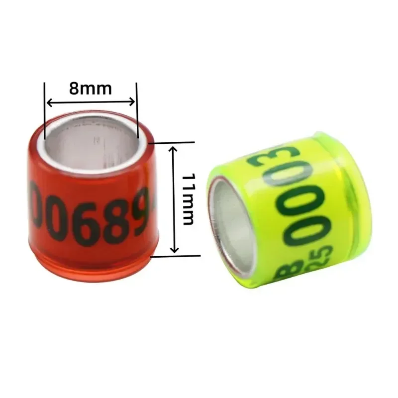 Pigeon Foot Ring 8mm with Numbers Aluminum Plastic Bird Foot Ring Multicolor  Training Tool Ankle rings 10/20/30/50/100pcs