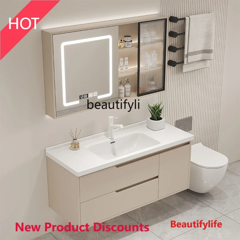 Ceramic Whole Washbin Bathroom Cabinet Washbasin Bathroom Wash Basin Cabinet Combination Washstand