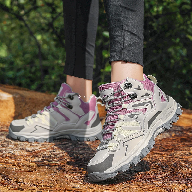 النساء تنفس تسلق الجبال أحذية في الهواء الطلق أحذية امرأة الرجال حذاء للسير مسافات طويلة للجنسين عالية أعلى الأحذية مقاوم للماء تسلق جديد #4