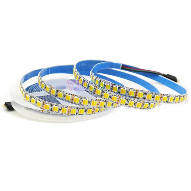 

12V 24V 5M CCT(White+Warm white) LED Strip Light 120leds/m 2 in 1 Double Color SMD 5050 Flexible Light Tape White PCB