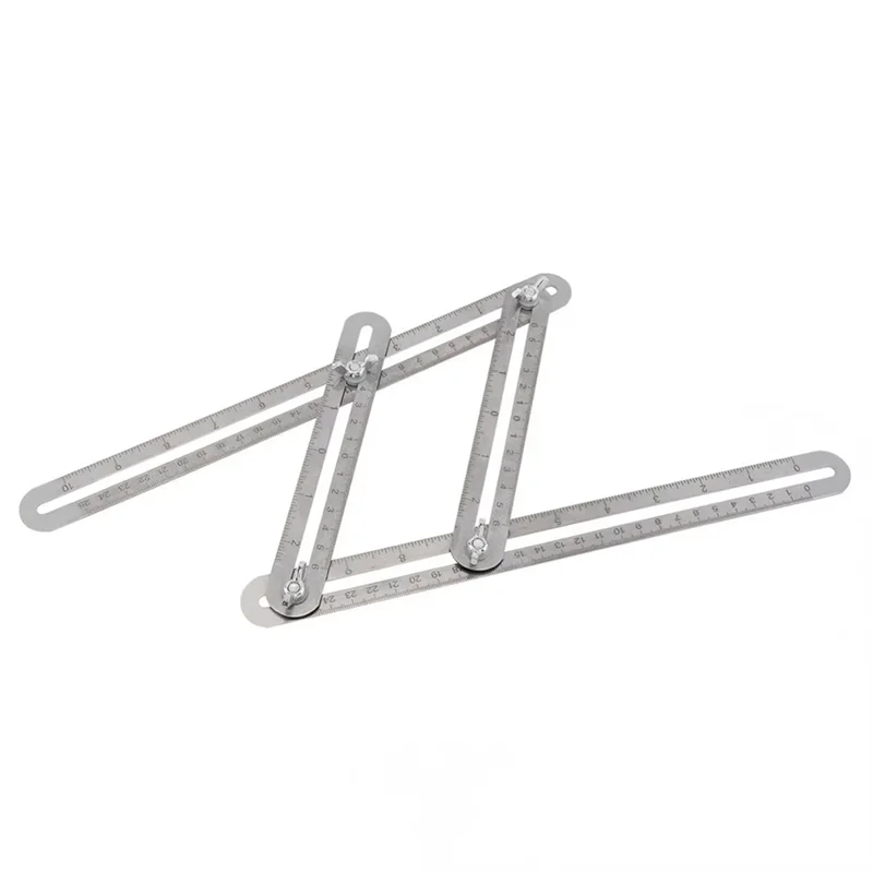 

MCGS-Multi Angle Multifunction Folding Ruler Stainless Steel Four Fold Movable Special Shape Tool