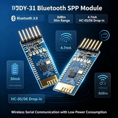 JDY-31 Bluetooth 3.0 SPP Module, 8dBm 30m Range, Low Power 4.7mA, HC-05/06 Drop-in
