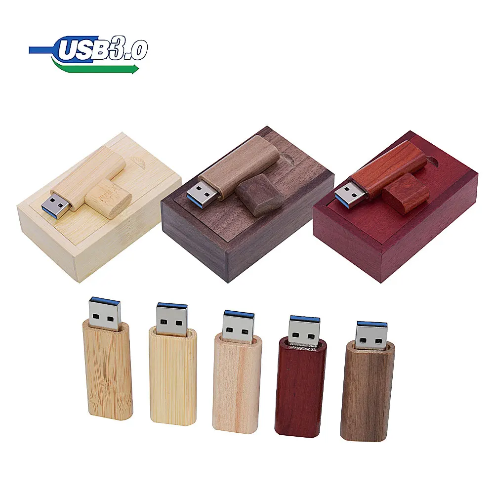 

(over 1 PCS free LOGO) walnut Wood USB + box pendrive 4GB 16G 32GB 64GB USB Flash Drive Memory stick photography gift