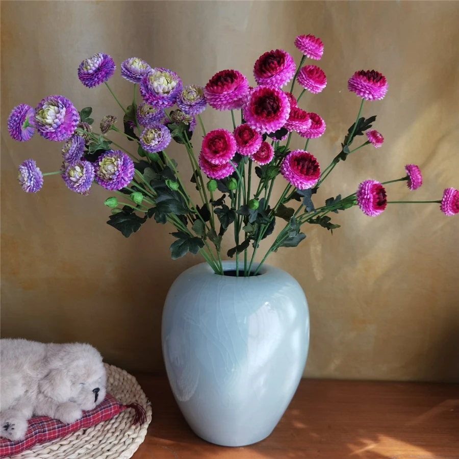 Beautiful 5 Heads Daisy flower Chrysanthemum Silk Artificial Flowers Decoration indie room decor flores artificiales