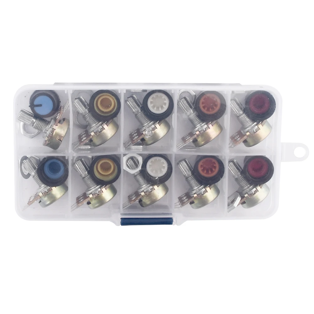 WH148 Potentiometer Kit 15mm Linear Taper Rotary Potentiometer Set 3Pin With Knob Cap Adjustable