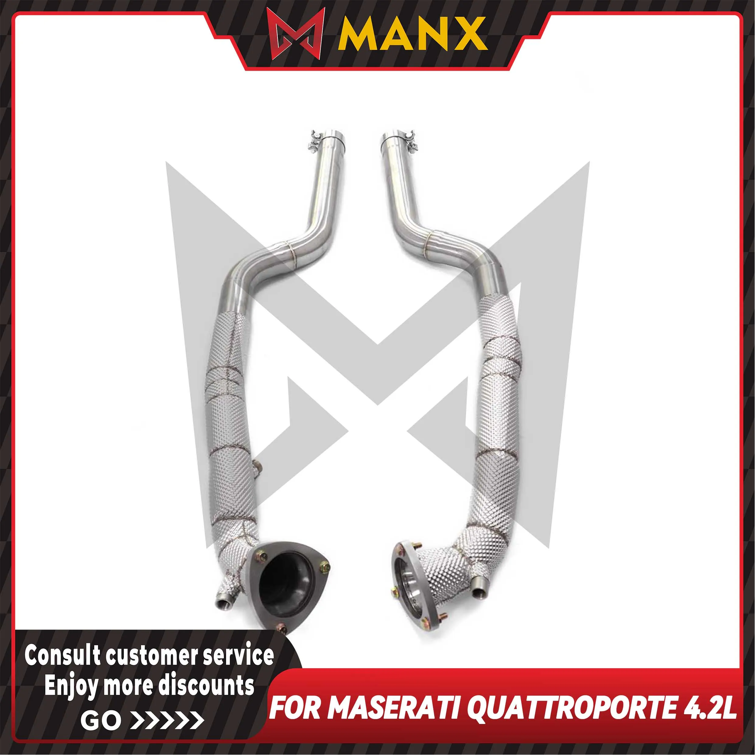 Suitable for Maserati Quattroporte 4.2L Stainless steel Downpipe Performance Exhaust fitting with heat shield