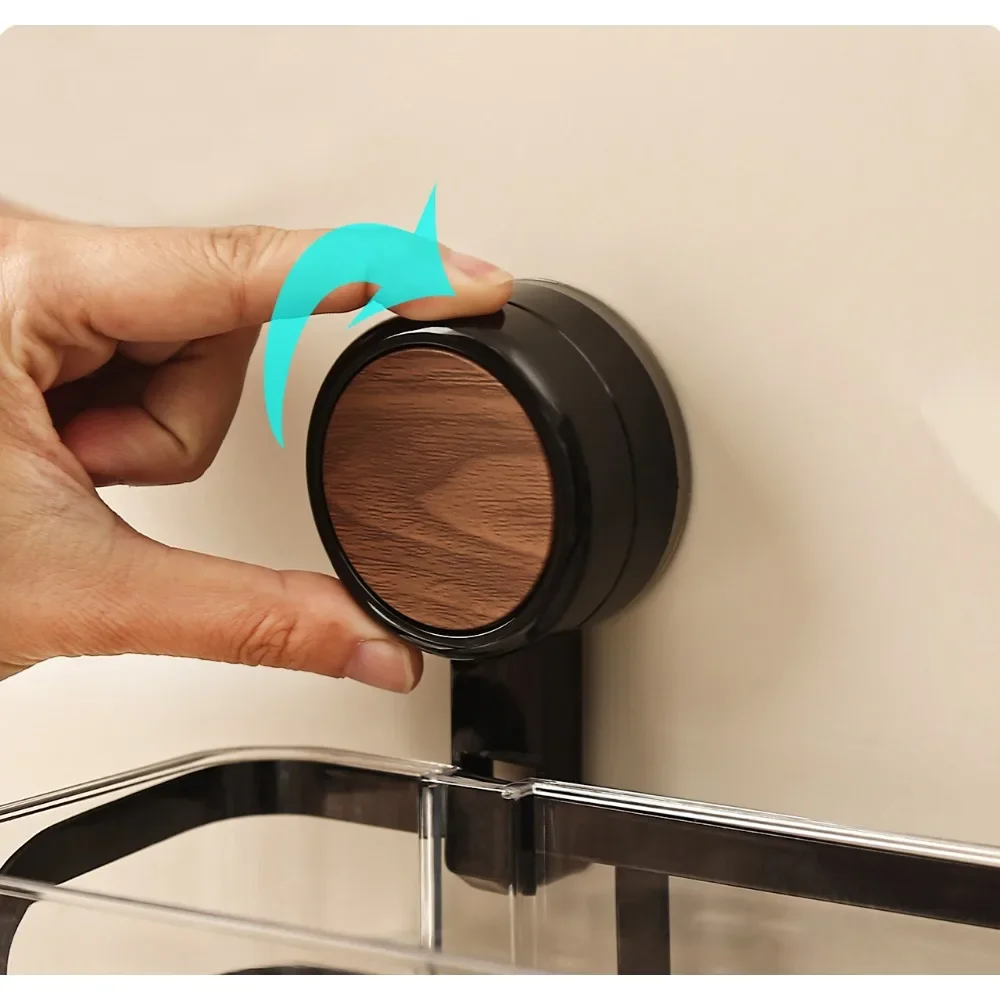 Suporte de ventosa com padrão de nogueira, antigo, pia de banheiro, armazenamento de perfuração livre de parede