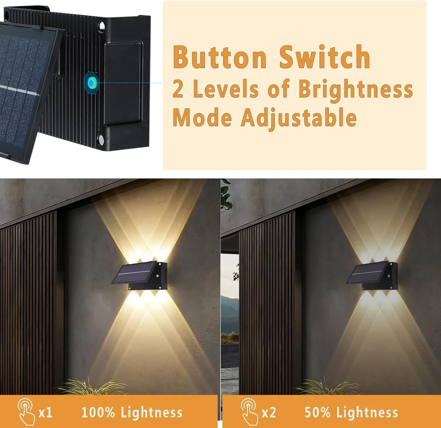 Solar RGB Wall Washer Sconce Light Outdoor IP65 Waterproof LED Up Down Solar Powered Lighting for Patio Courtyard
