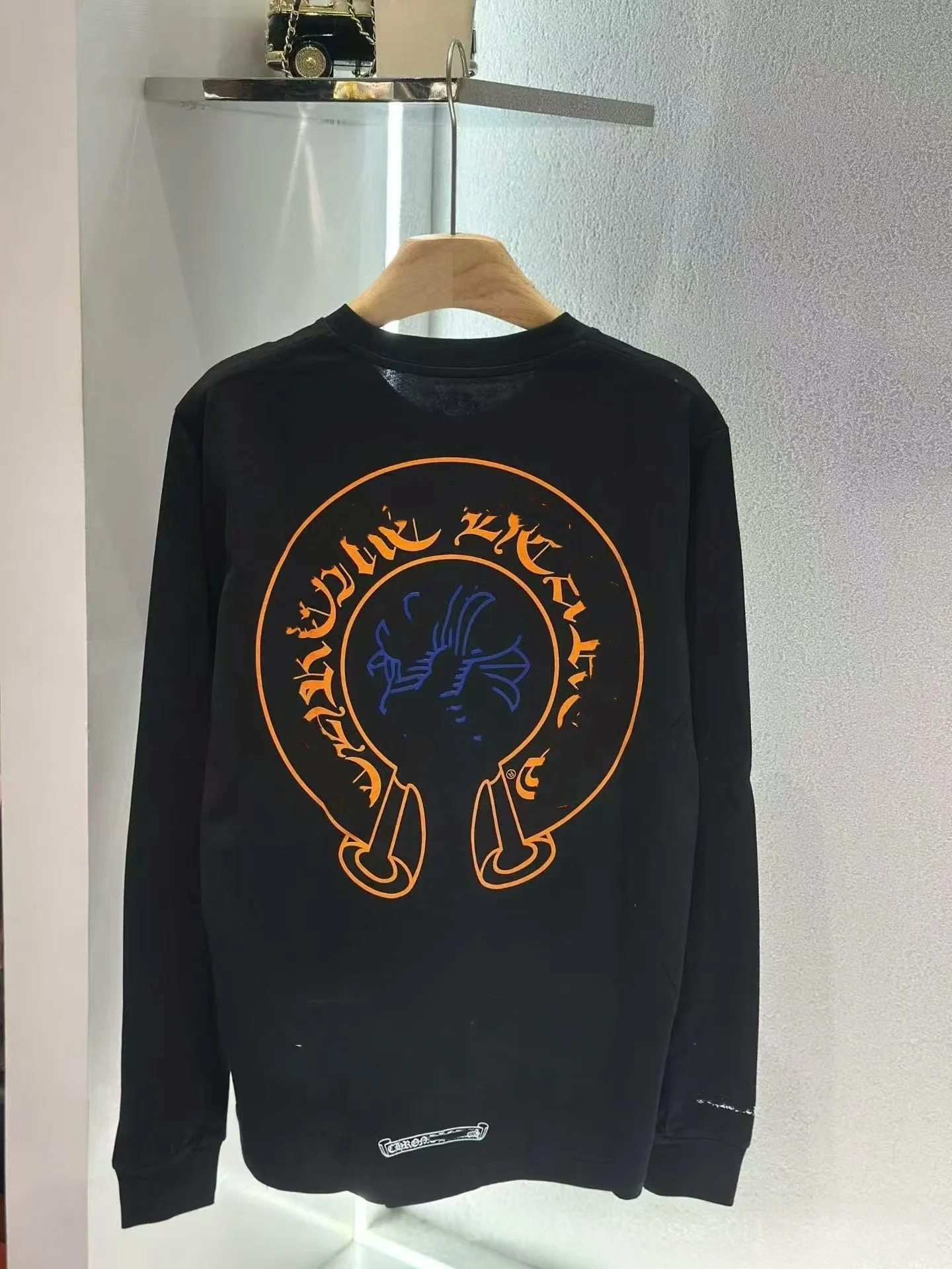 Retro  Foot Totem Print Long Sleeve T-Shirt Women's Loose round Neck Design Casual Top Comfortable Korean Style Autumn Wear