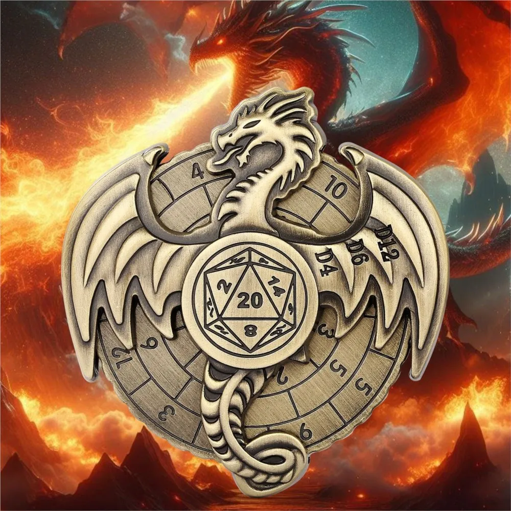 7-in-1 DND Flying Dragon Metal Dice Spiner، مناسب لمشغلات الألعاب والزنزانات والتنينات #2